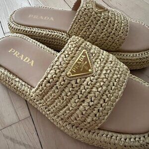Prada Raffia Slide Sandal`